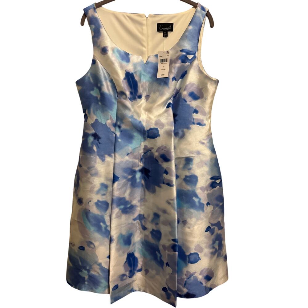 Connected Blue Cocktail Dress Pockets Watercolor Floral Sleeveless Office NWT 12 - Picture 11 of 11